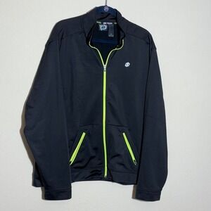 SB Tech Jacket Men's XL Black/Yellow Trim Full Zip Athletic Training Windbreaker